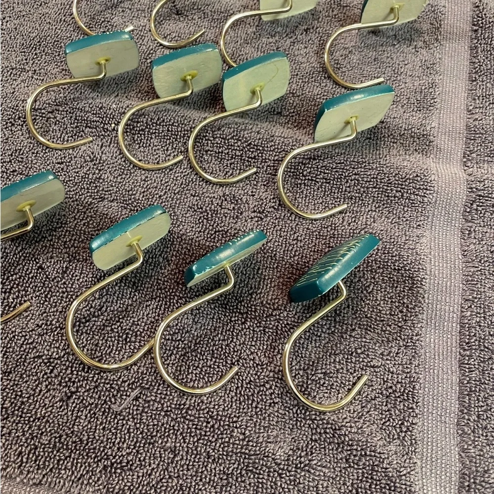 TY Pennington, “Sears” Style, Bali Hai Shower Curtain Hooks & Shower Curtains